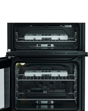 Hotpoint HDG6GDCB1 60cm Gas Double Cooker with Glass Lid - Black + Install