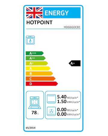 Hotpoint HDG6GDCB1 60cm Gas Double Cooker with Glass Lid - Black + Install
