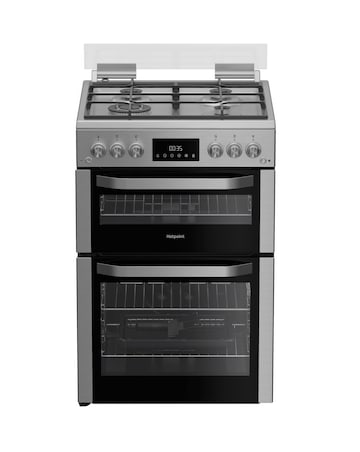 Hotpoint HDG6GDCWX 60cm Gas Double Cooker with Glass Lid Stainless Steel Install