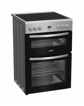 Indesit IDE6VDCS1 60cm Electric Double Cooker Ceramic Hob - Silver + Install