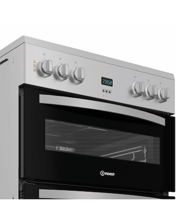 Indesit IDE6VDCS1 60cm Electric Double Cooker Ceramic Hob - Silver + Install