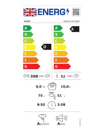 Haier i-Pro Series 3 HWD100-B14939 10kg/6kg Washer Dryer - White