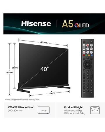 Hisense 40A5QTUK 40in Full HD QLED Smart TV with Freely