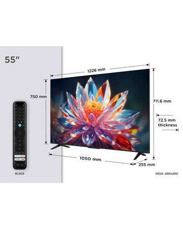 TCL 55T6CUK 55in 4K QLED Fire TV with Freely
