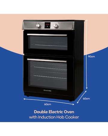 RUSSELL HOBBS 60CM Double Electric Cooker With Induction Hob - Stainless Steel