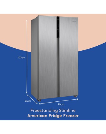 Russell Hobbs RH90AFF201SS Slim American Fridge Freezer Inox + Install