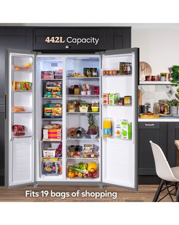 Russell Hobbs RH90AFF201SS Slim American Fridge Freezer Inox + Install