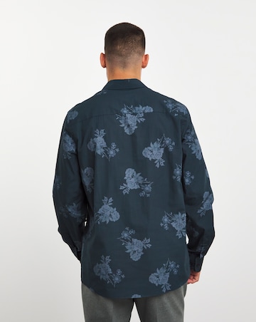 Long Sleeve Blue Floral Shirt