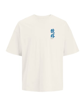 Jack & Jones Dragon Oriental Back Graphic T-Shirt - Cream