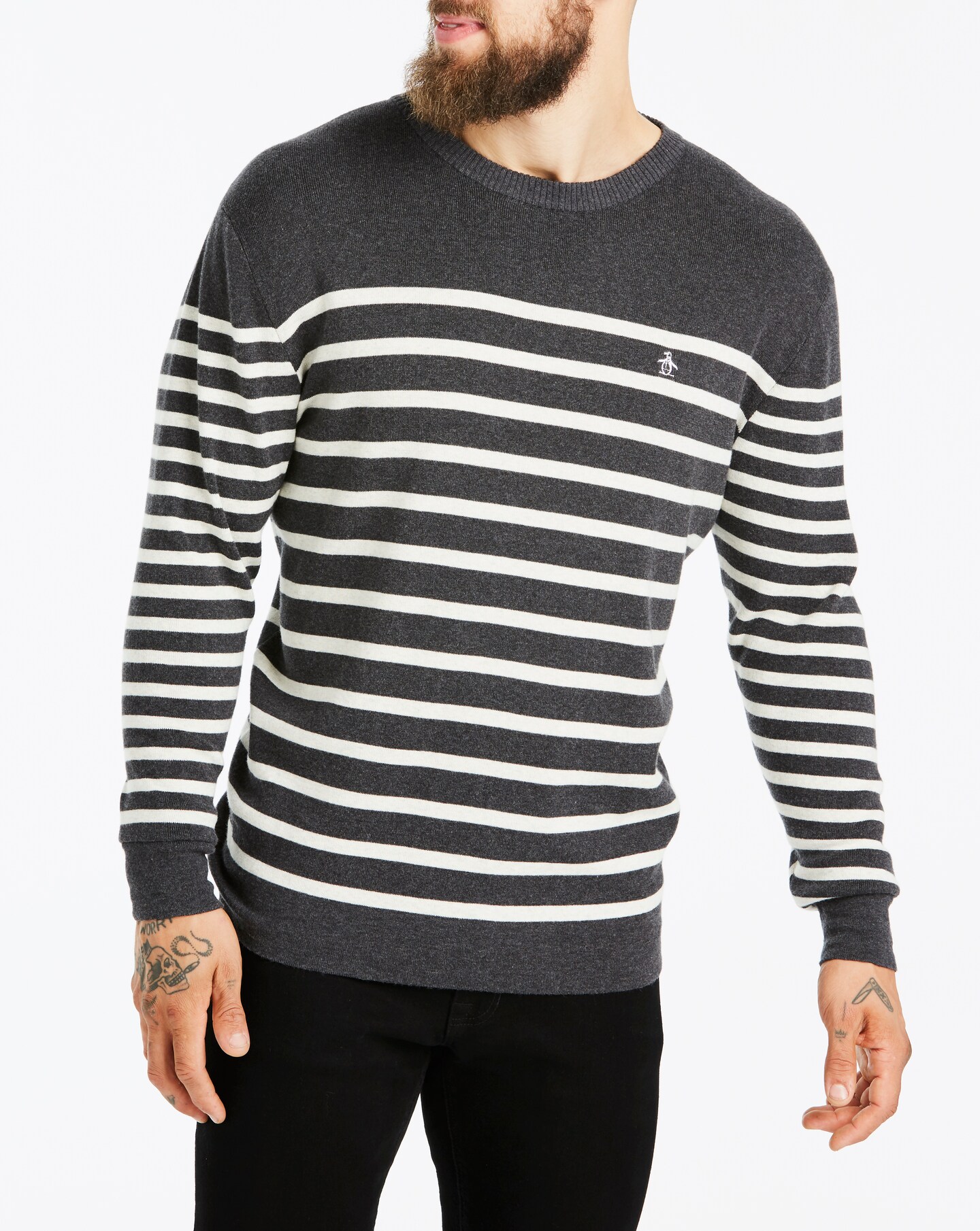 Original Penguin Breton Stripe Crew Neck Jumper Regular Jacamo
