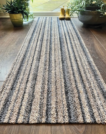 My Mat Ribbon Grey Washable Runner