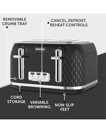 Breville VTT786 Curve 4 Slice Black Toaster