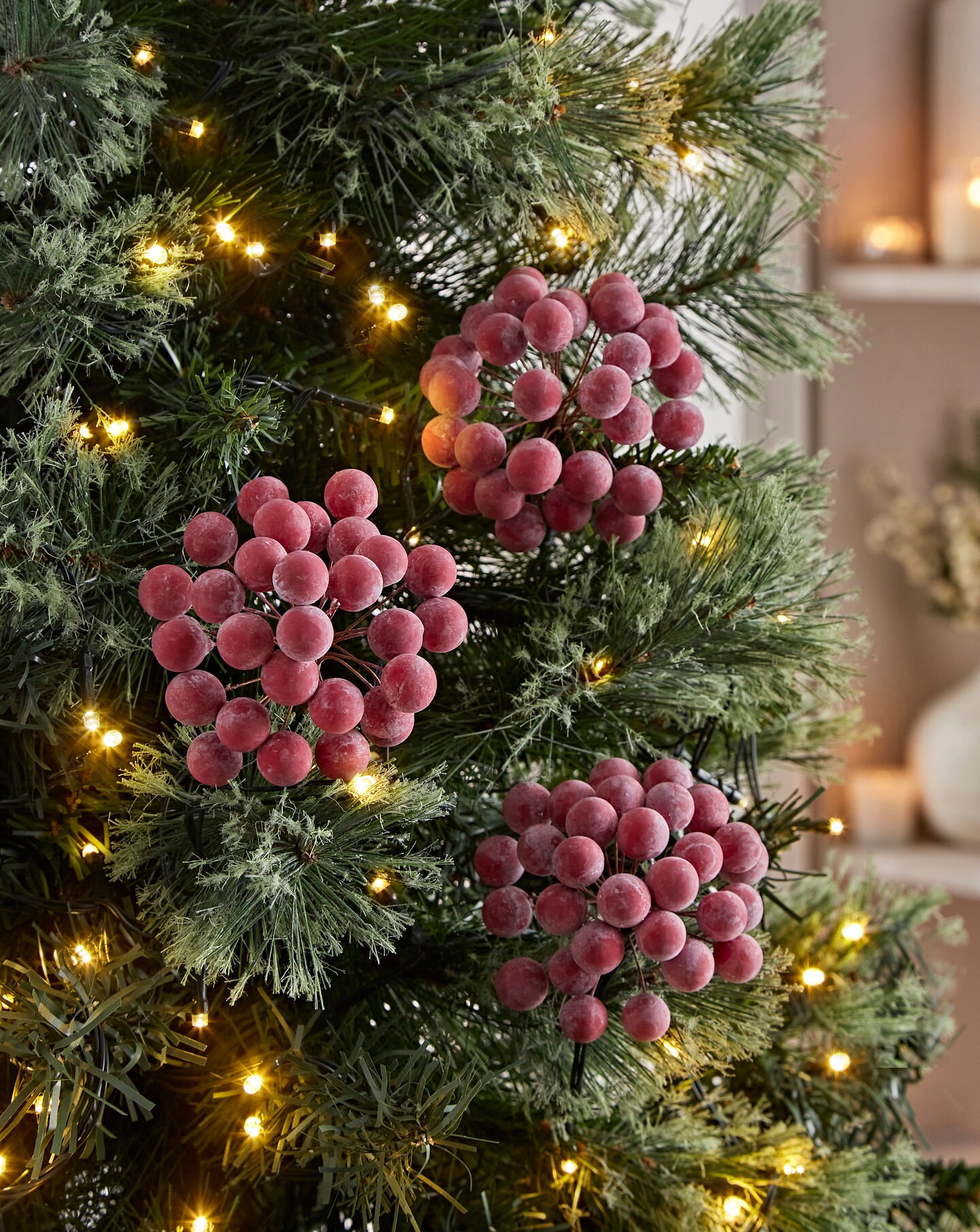 Frosted Red Berry Picks - Set of 5