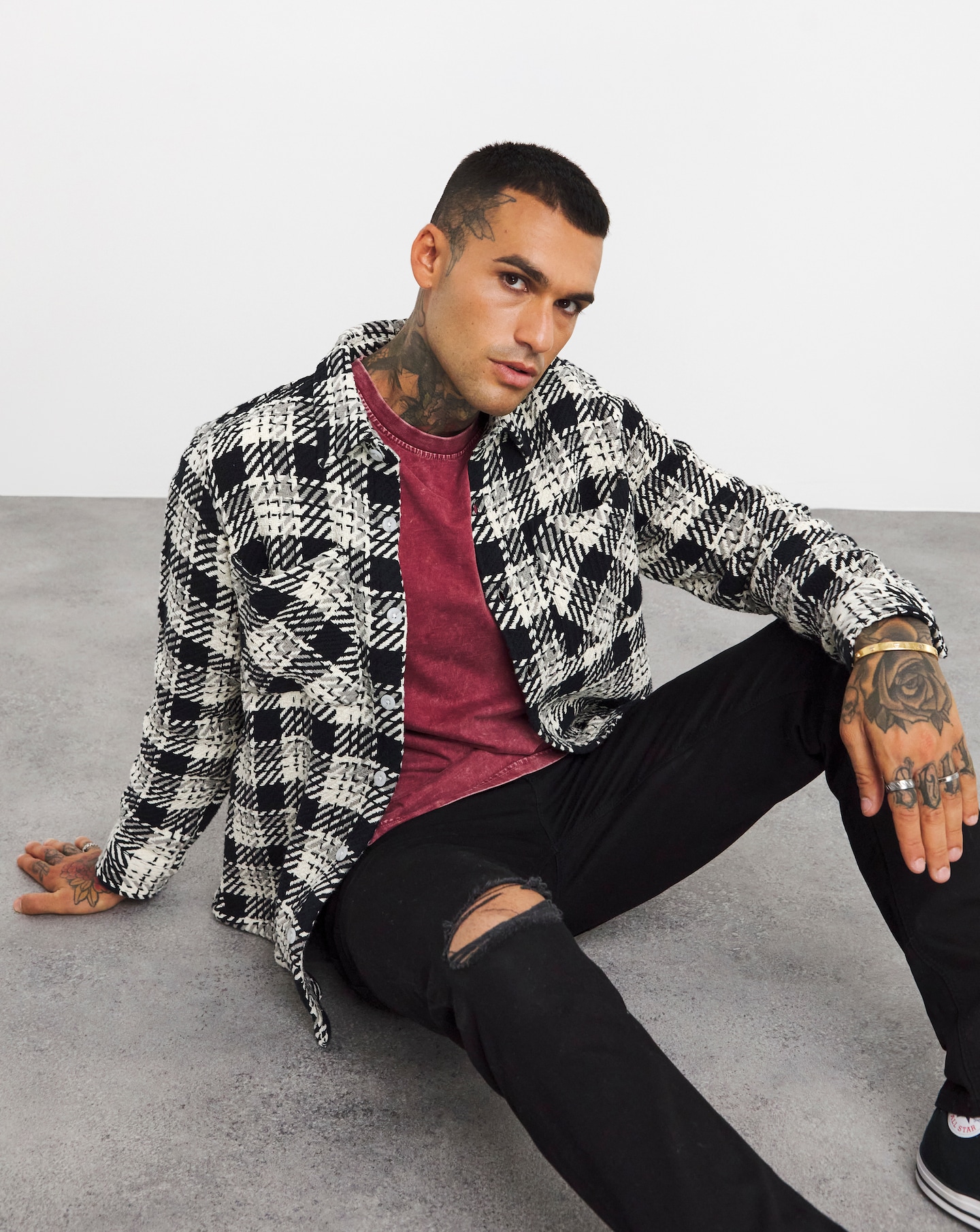 Heavy Textured Check Overshirt