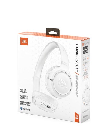 JBL Tune 530BT On-Ear Bluetooth Pure Bass Wireless Headphones - White