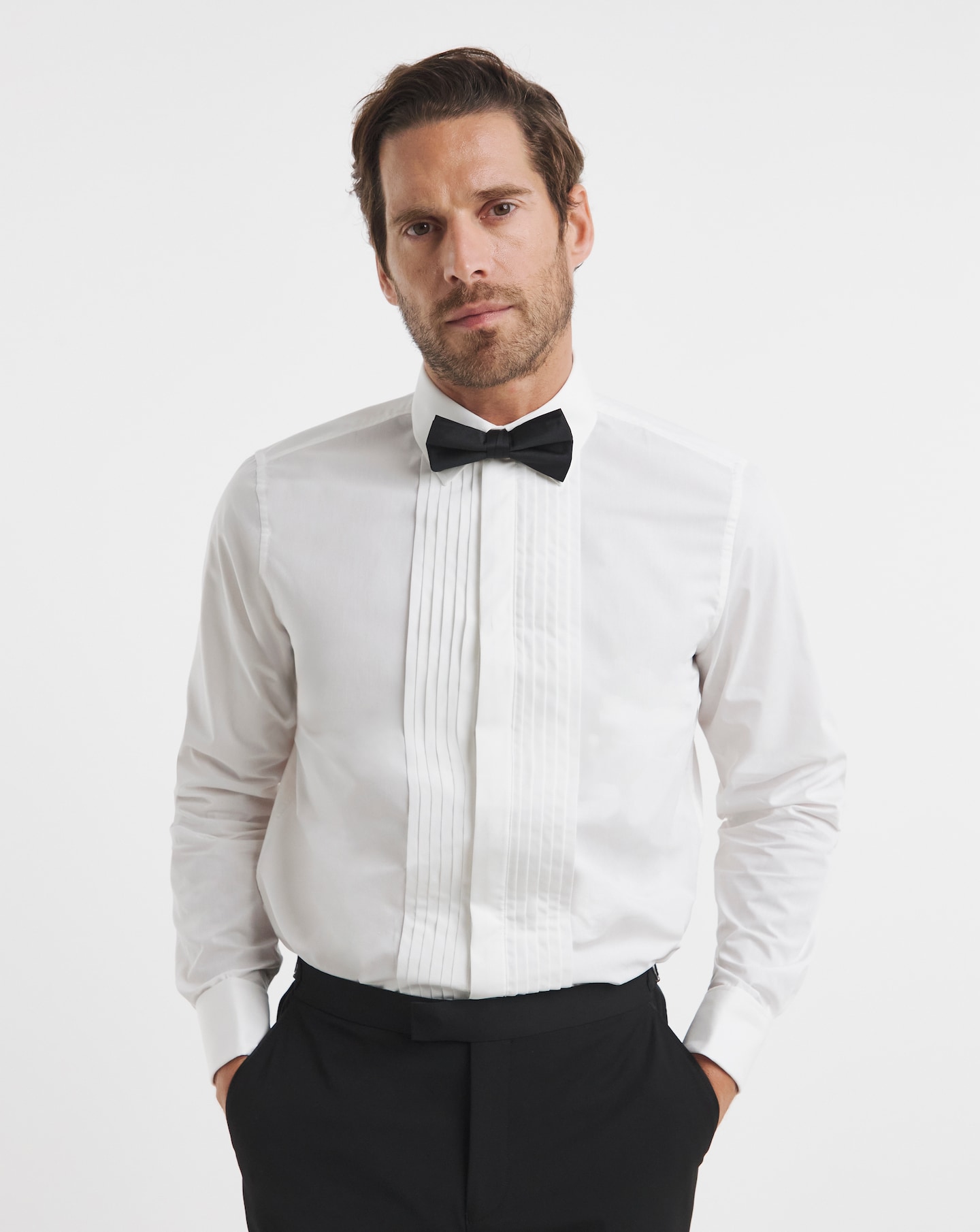 Poplin Dinner Shirt Set With Bow Tie