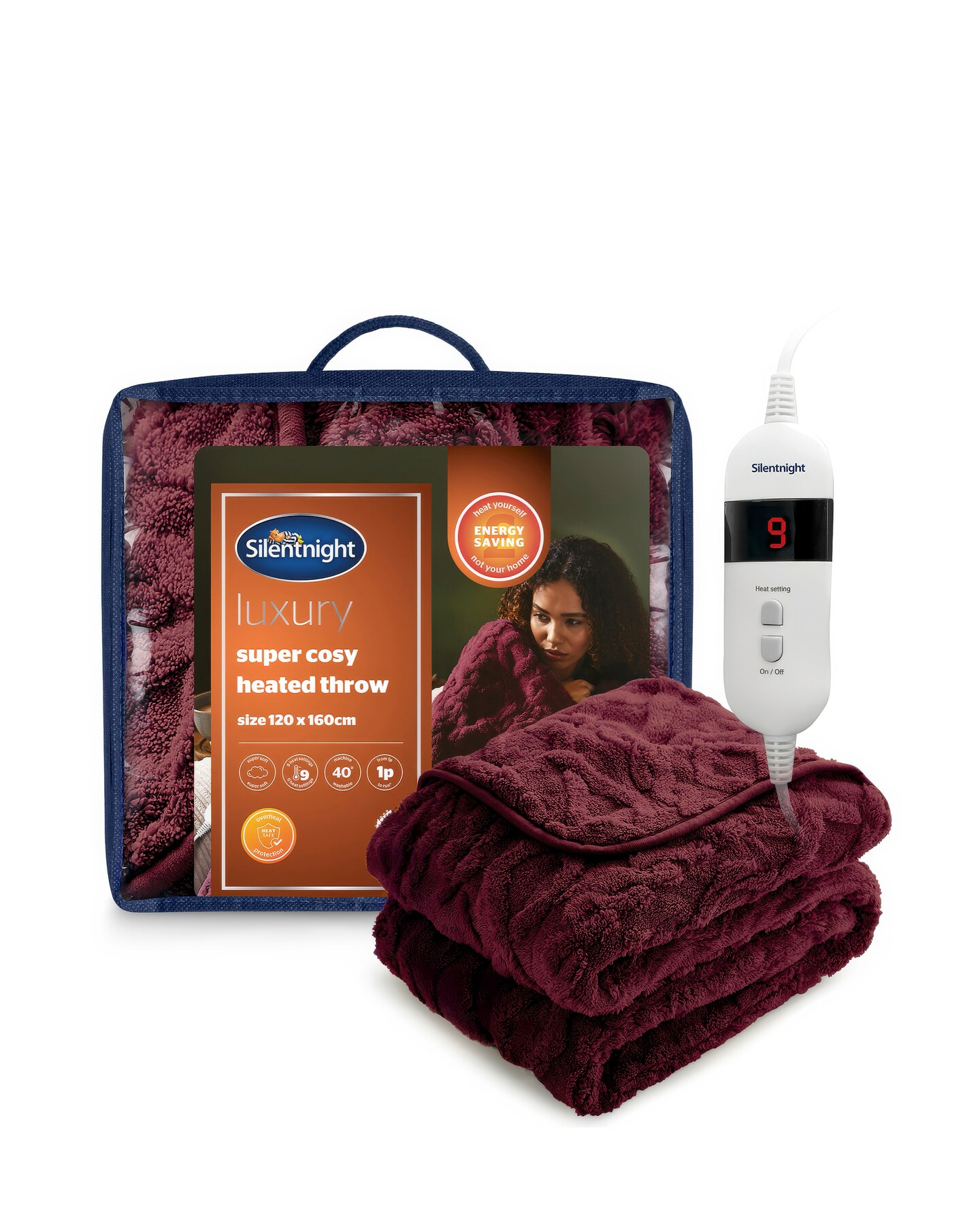 New In - Silentight Luxury Heated Throw - Berry