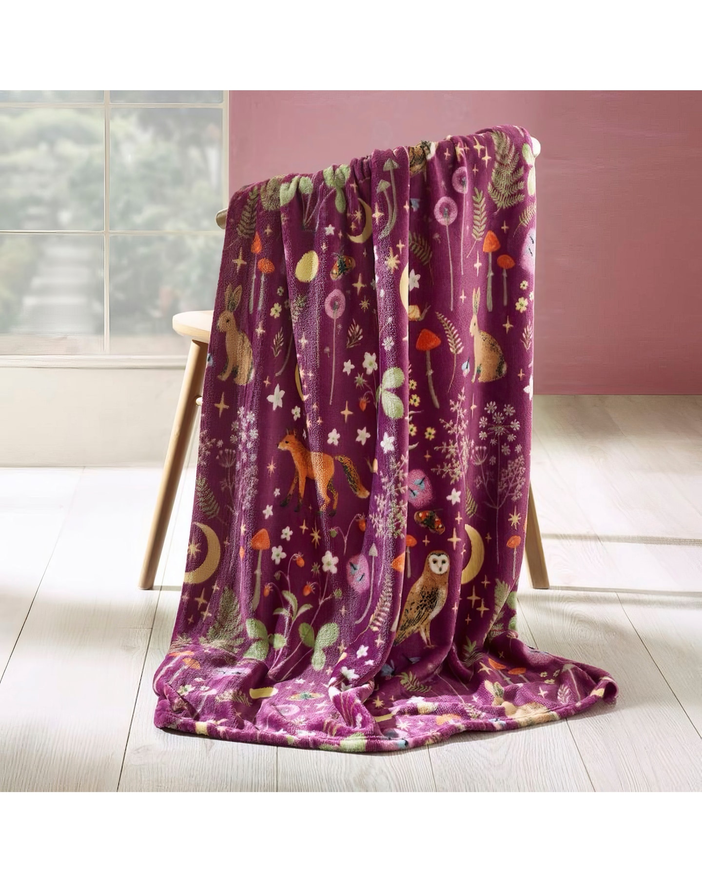 New In - Catherine Lansfield Fleece Throw Plum