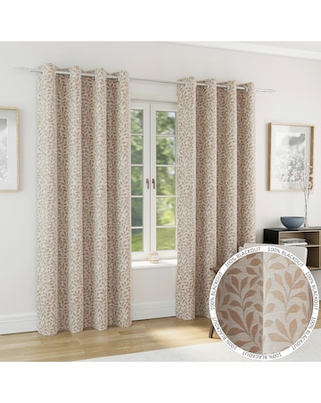 Sherwood Leaf Jacquard Thermal Blackout Fully Lined Curtains