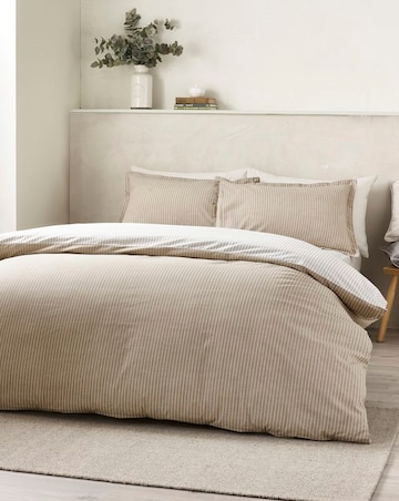 Catherine Lansfield Oxford Pinstripe Duvet Cover Set - Natural