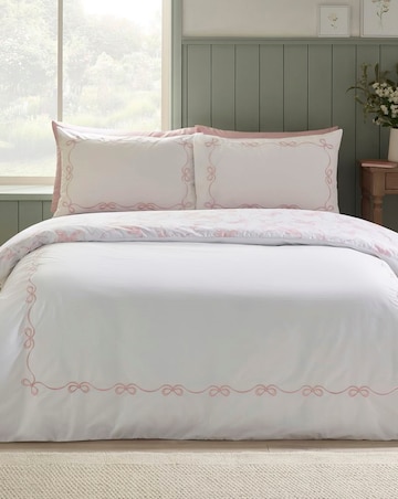 Catherine Lansfield Bow Embroidery Duvet Set