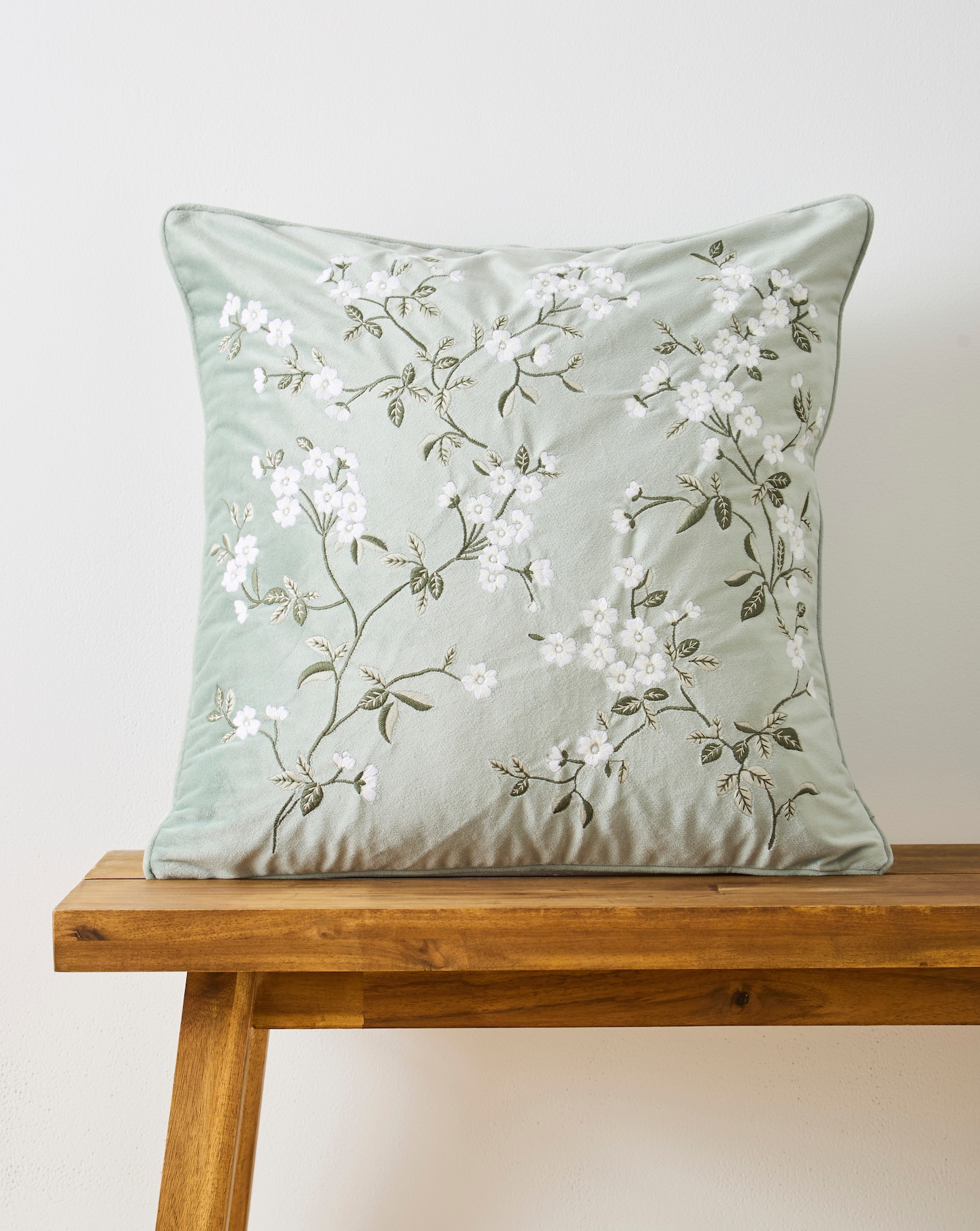 Cherry Blossom Embroidered Cushion