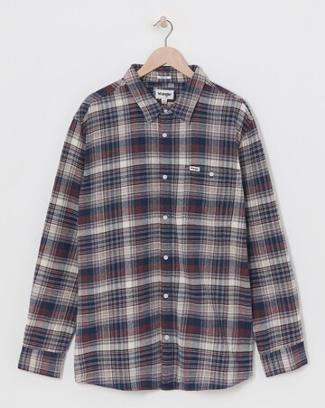 Wrangler Brushed Check Pocket Shirt - Navy