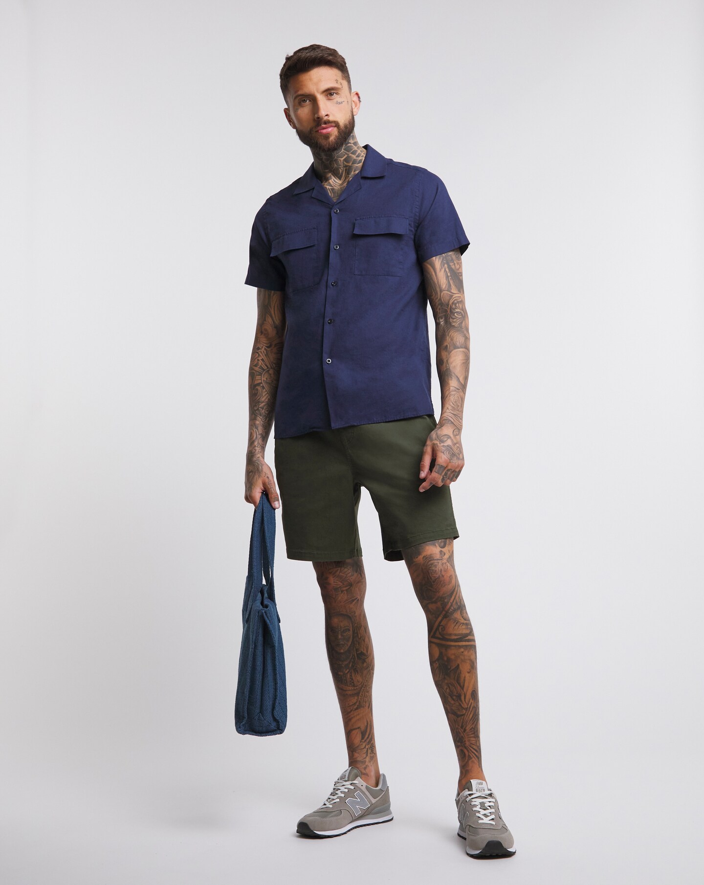 Double Pocket Revere Collar Linen Shirt 