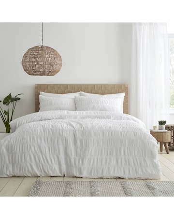 Catherine Lansfield Seersucker Duvet Cover Set