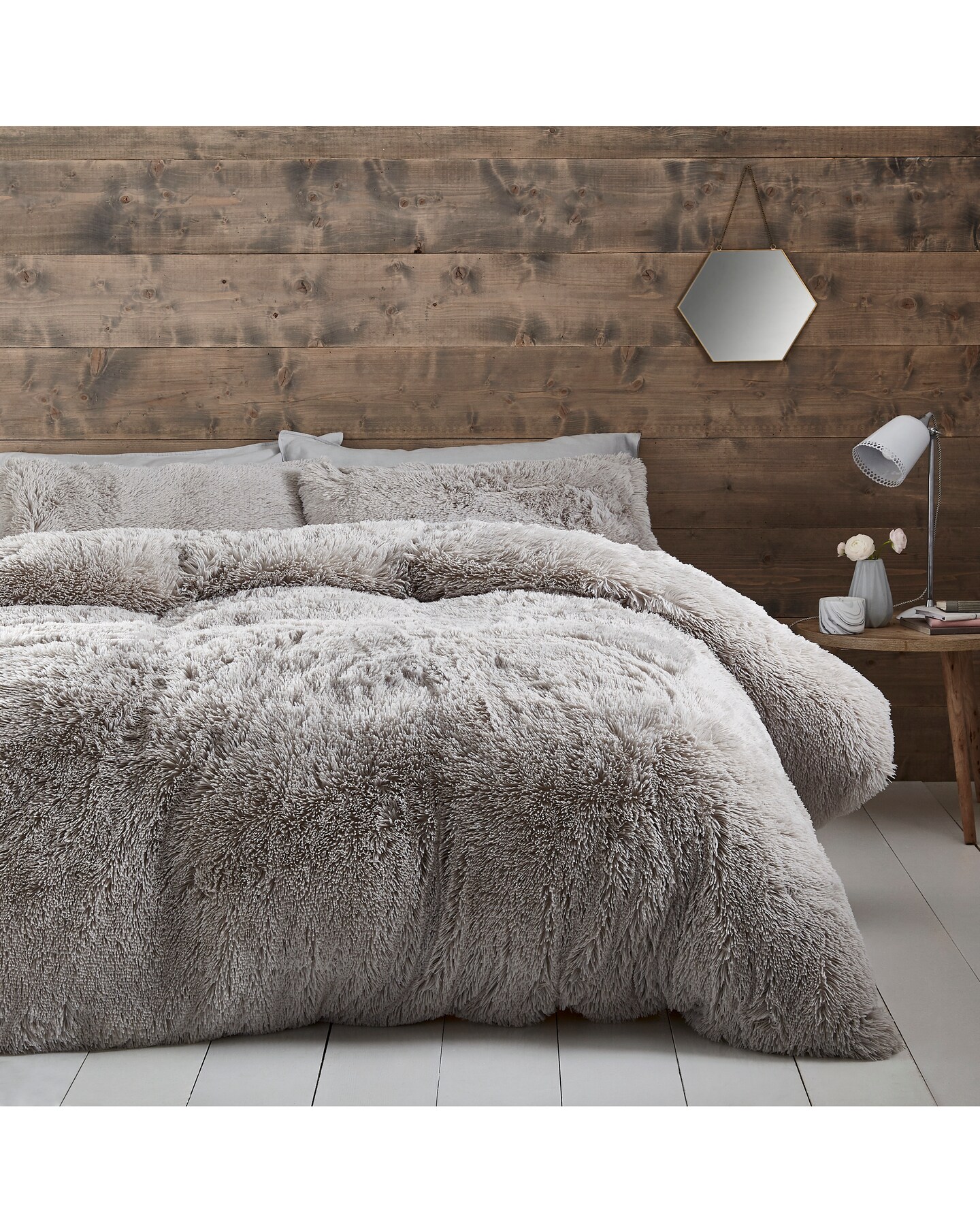 Catherine Lansfield Cuddly Duvet Set Silver