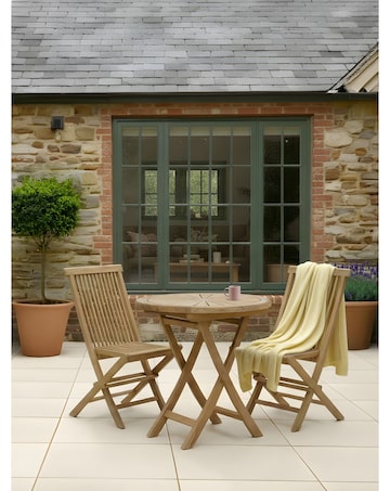 Charles Bentley Teak Wooden Folding Garden Chairs - Set of 2