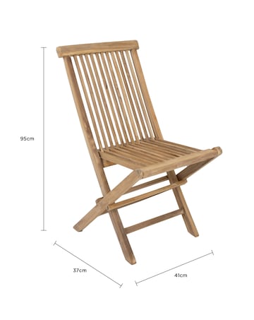 Charles Bentley Teak Wooden Folding Garden Chairs - Set of 2