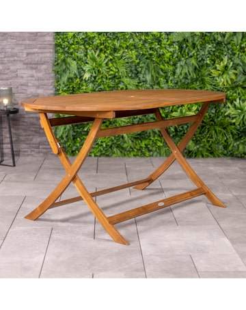 Charles Bentley Wooden Oval Folding Dining Table - 6 Seater