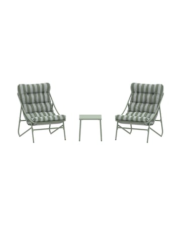 Charles Bentley Porto Relaxing Green Stripe Bistro Set