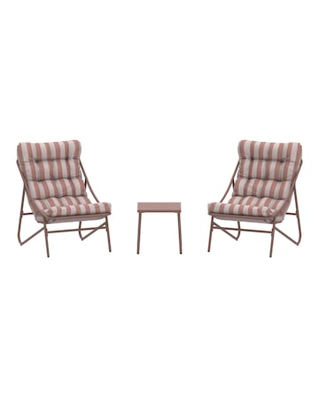 Charles Bentley Porto Relaxing Terracotta Stripe Bistro Set