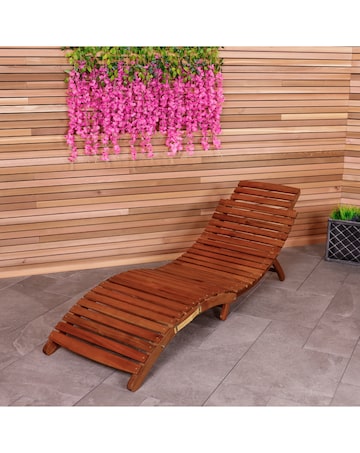 Charles Bentley Folding Curved FSC Wooden Sun Lounger