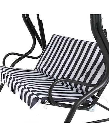Charles Bentley 2 Seater Garden Swing Seat / Hammock - Grey Stripe