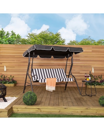 Charles Bentley 2 Seater Garden Swing Seat / Hammock - Grey Stripe