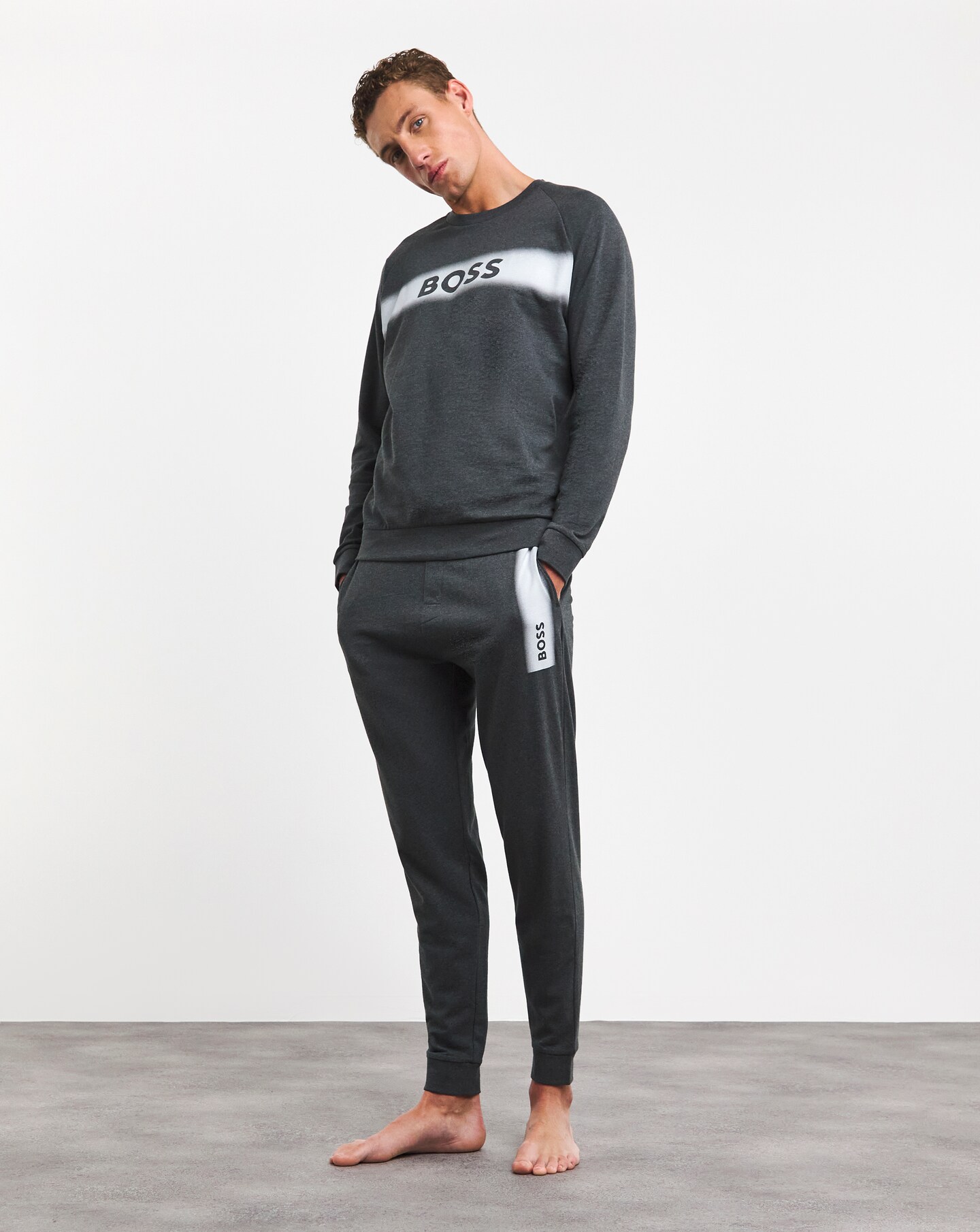 Hugo boss discount lounge tracksuit grey