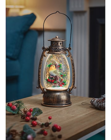 SnowSwirl Festive Robin Lantern