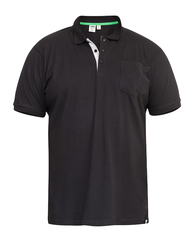 D555 Big & Tall Grant Fully Combed Pique Polo Shirt with Pocket - Black