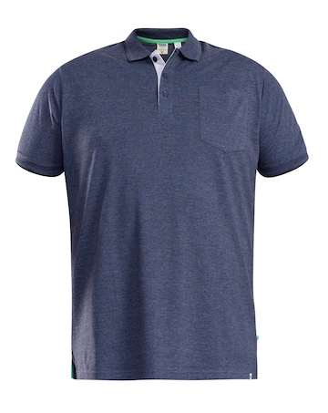 D555 Big & Tall Grant Fully Combed Pique Polo Shirt with Pocket - Denim