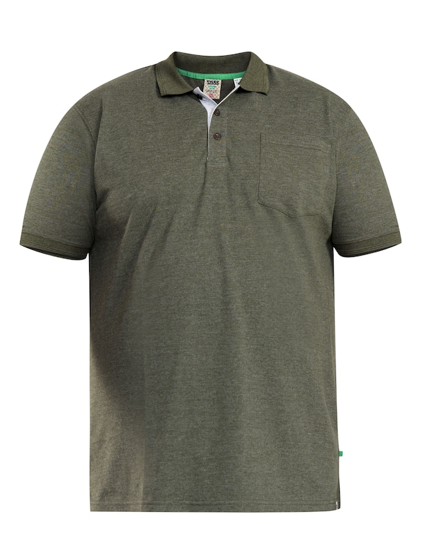 D555 Big & Tall Grant Fully Combed Pique Polo Shirt with Pocket - Khaki
