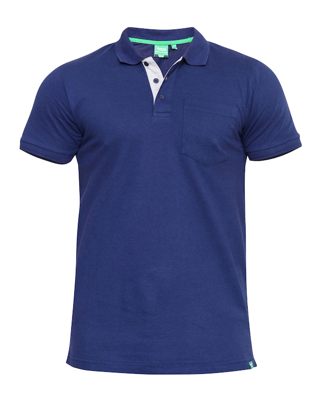 D555 Big & Tall Grant Fully Combed Pique Polo Shirt with Pocket - Navy