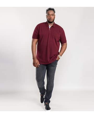 D555 Big & Tall Grant Fully Combed Pique Polo Shirt with Pocket - Maroon