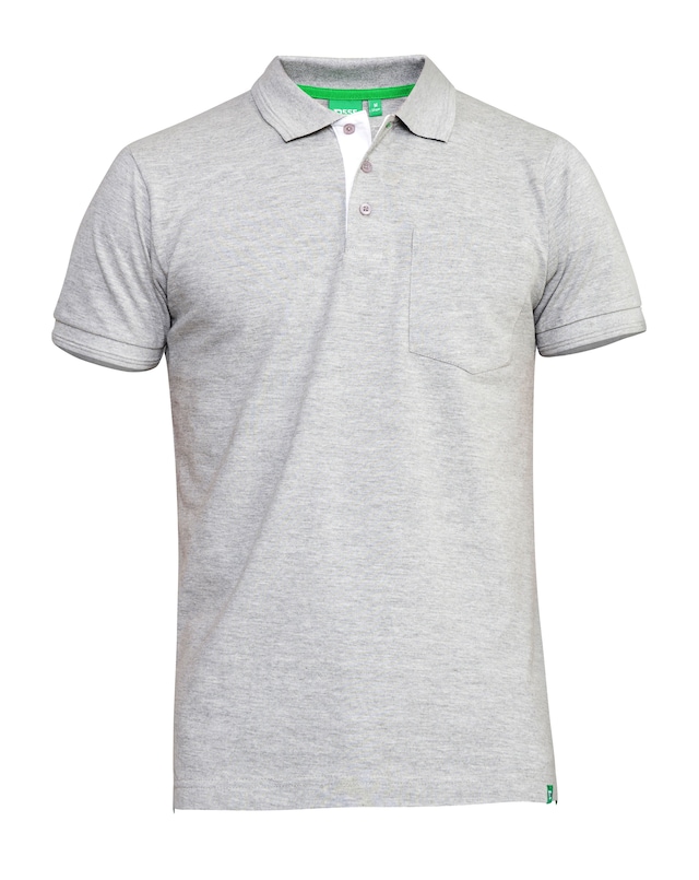 D555 Big & Tall Grant Fully Combed Pique Polo Shirt with Pocket - Grey