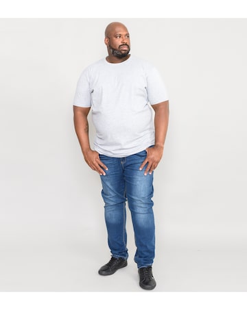 D555 Big & Tall Flyers Premium Weight Combed Cotton Crew Neck T-Shirt - Grey