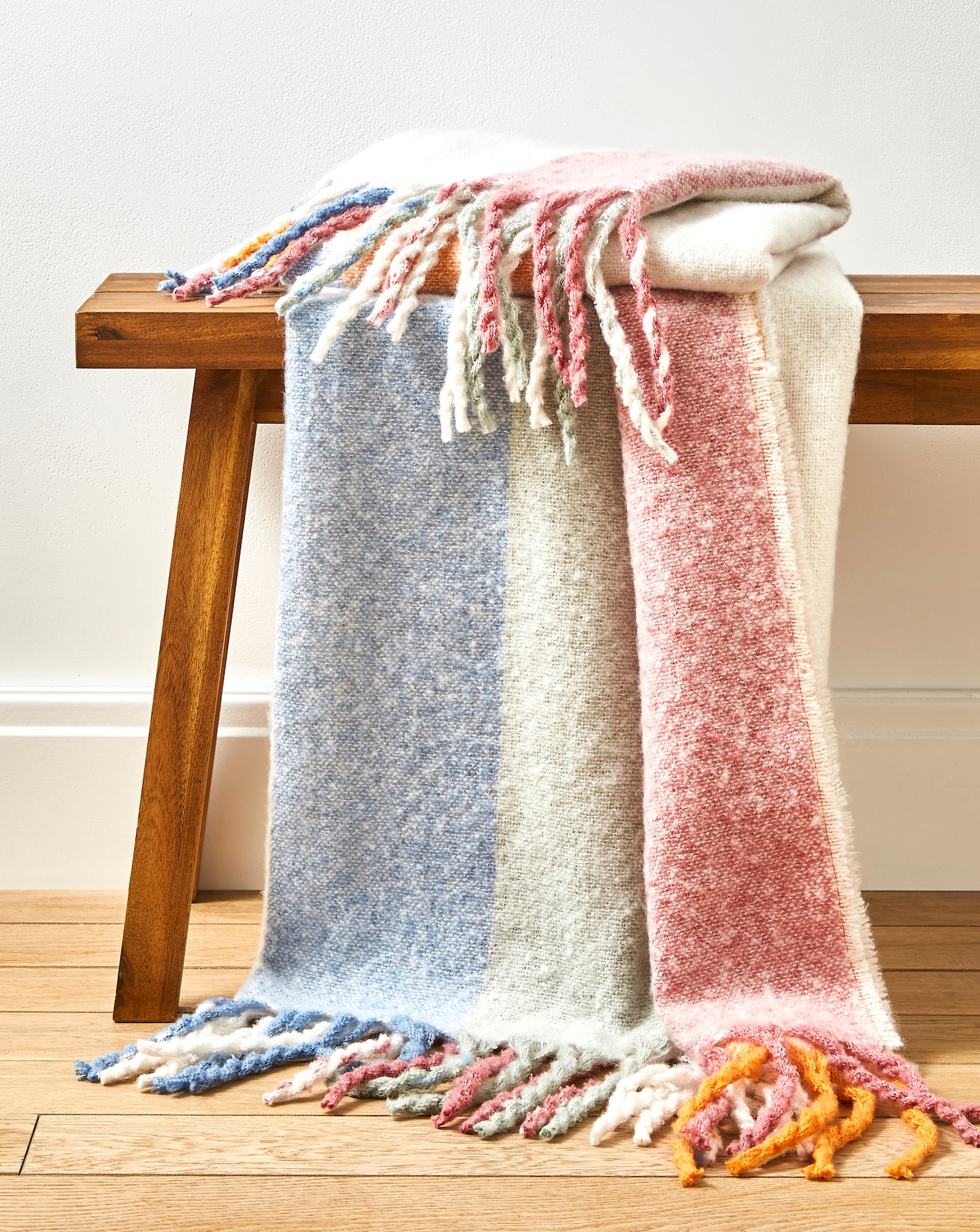 New In - Striped Faux Mohair Throw