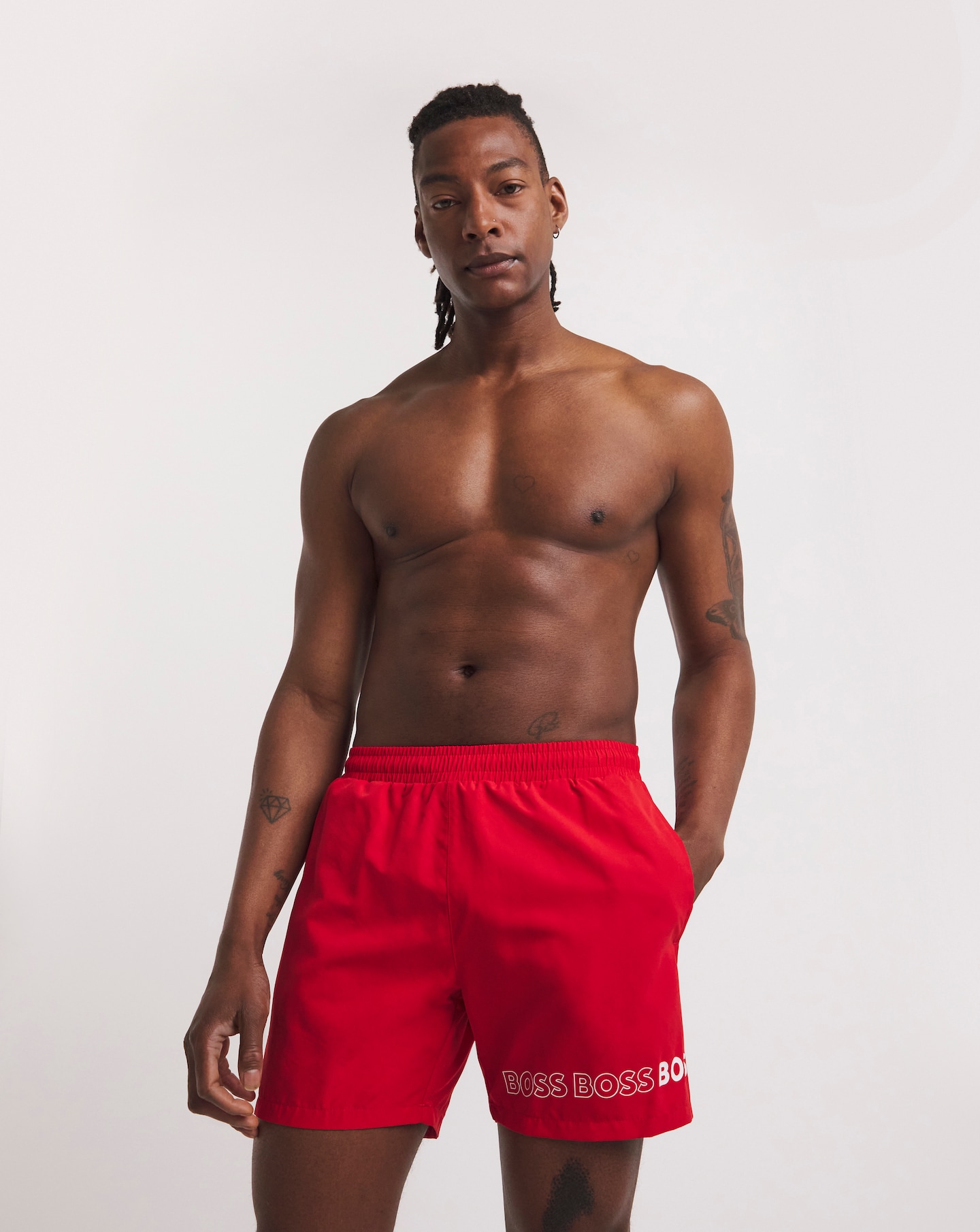 BOSS Bright Red Dolphin Logo Swimshort Jacamo