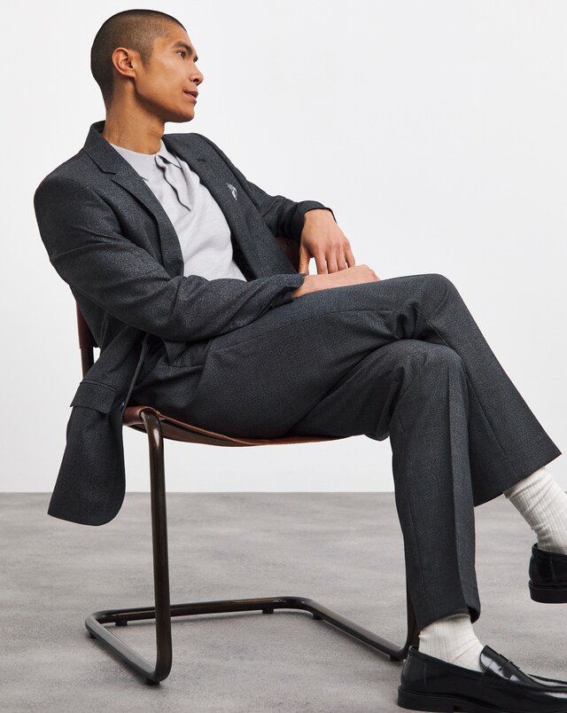 Regular Fit Suit Jacket Long - Charcoal